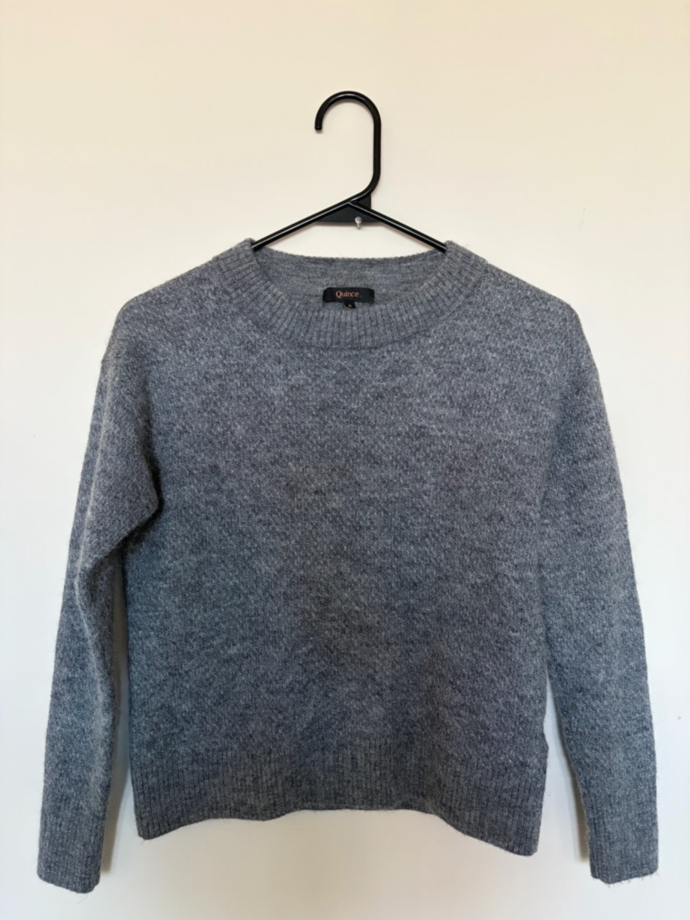 Quince Crewneck Sweater in Gray Heather alpaca blend